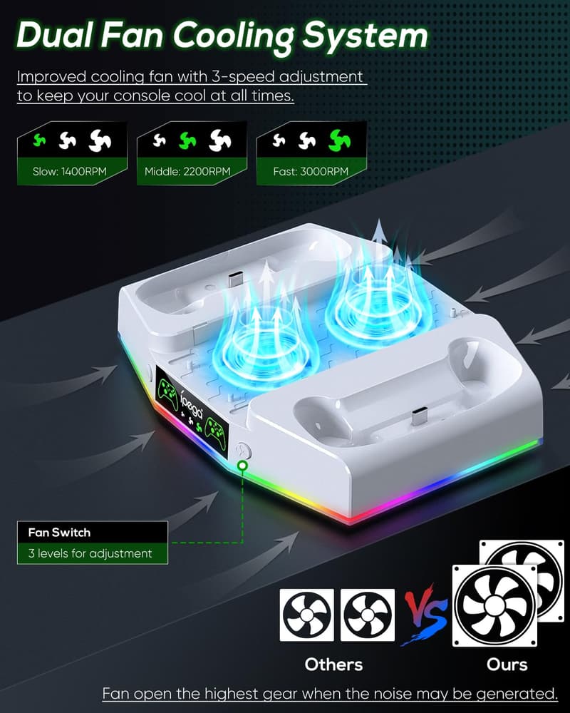 RGB Charging Station & Cooling Stand for Xbox Series S