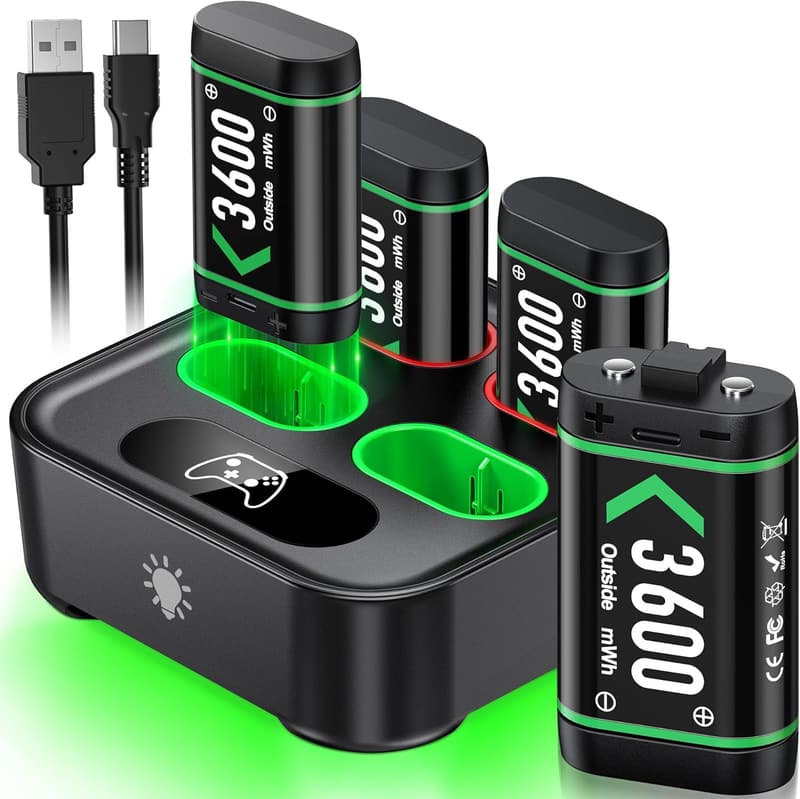 Rechargeable Battery Pack for Xbox Controllers with Charger Dock