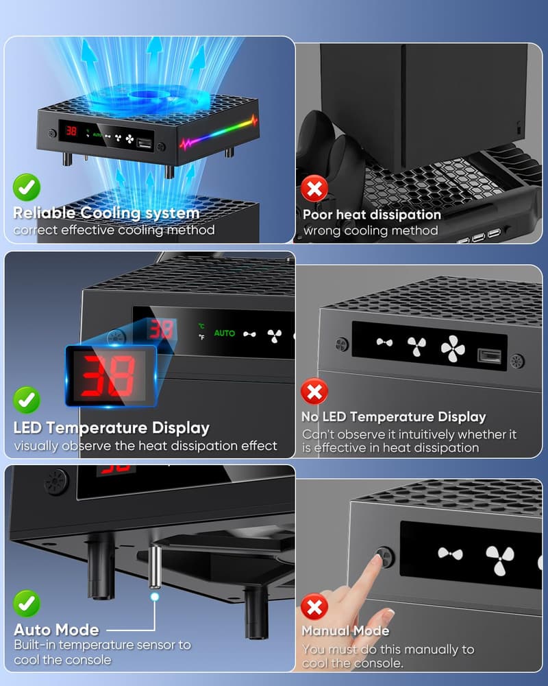 LED Cooling Fan for Xbox Series X with 9 RGB Modes