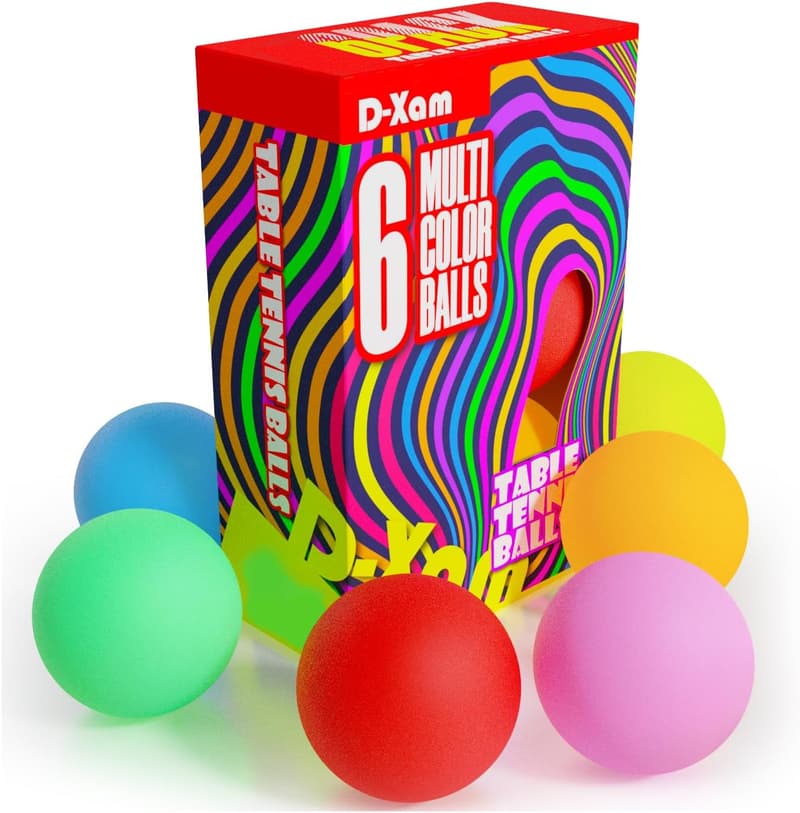 Colored Ping Pong Balls - 6 Pack, 40mm Plastic for Games & Arts