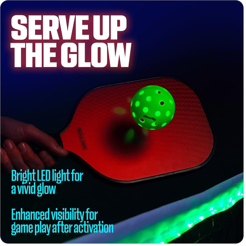 GlowCity LED Pickleball Set: 4 Glow-in-the-Dark Balls for Night Play