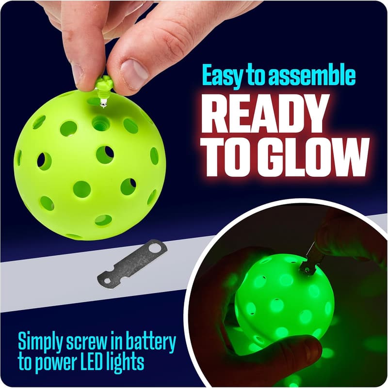 GlowCity LED Pickleball Set: 4 Glow-in-the-Dark Balls for Night Play