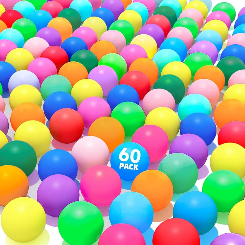 60Pcs Multi-Colored 40mm Table Tennis Balls for Games & DIY