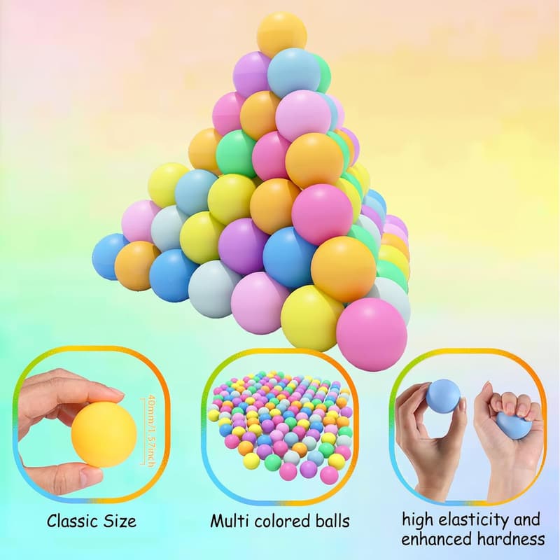 60Pcs Multi-Colored 40mm Table Tennis Balls for Games & DIY