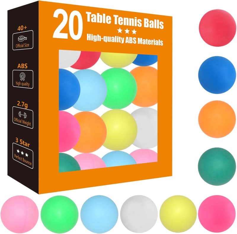 40mm 3-Star Colored Ping Pong Balls for Outdoor Games