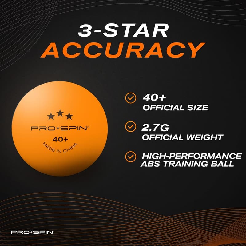 Pro Spin 3-Star Orange Table Tennis Balls - 40+ Professional Quality