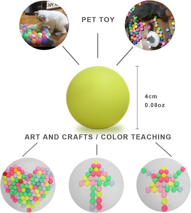 Assorted Color Table Tennis Balls for Games & Crafts