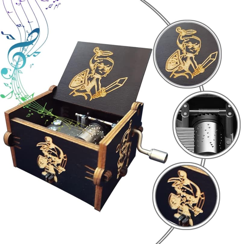 Zelda Wooden Hand Crank Music Box - Perfect Gift for Anime Fans