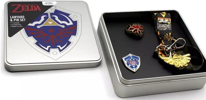 Zelda Gaming Collectible Gift Set with Tin Box, Pins, and Lanyard