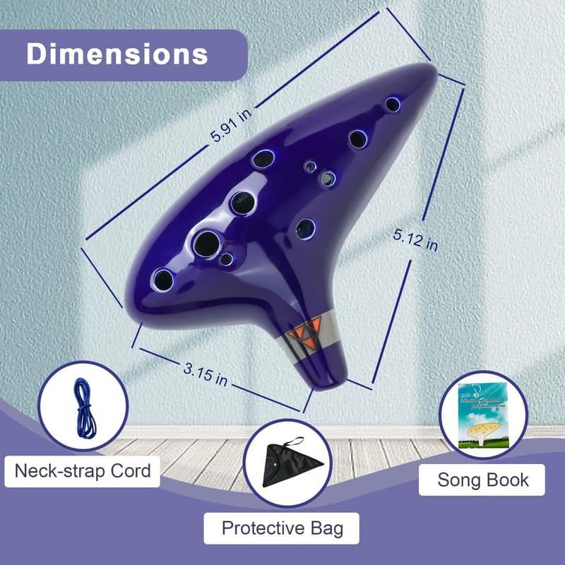 Ocarina Instrument C Tone with Song Book & Stand