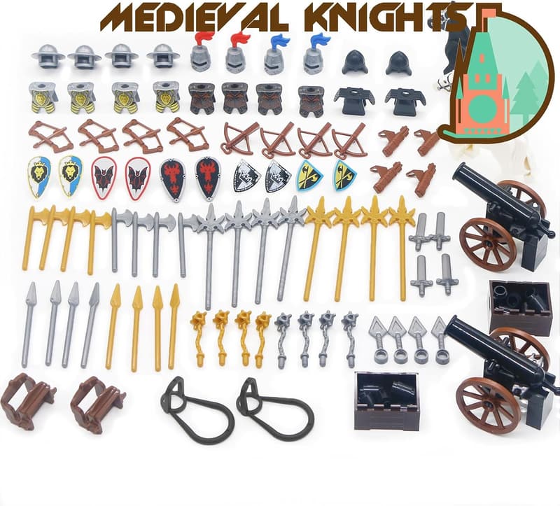 Medieval Knights Building Block Set with Armor and Weapons