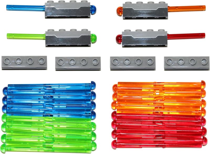 Gray 1x4 Spring-Loaded Dart Shooter with 8 Ammo LEGO Part
