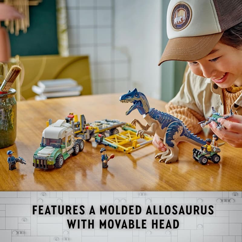 LEGO Jurassic World Allosaurus Transport Truck Toy for Ages 8+