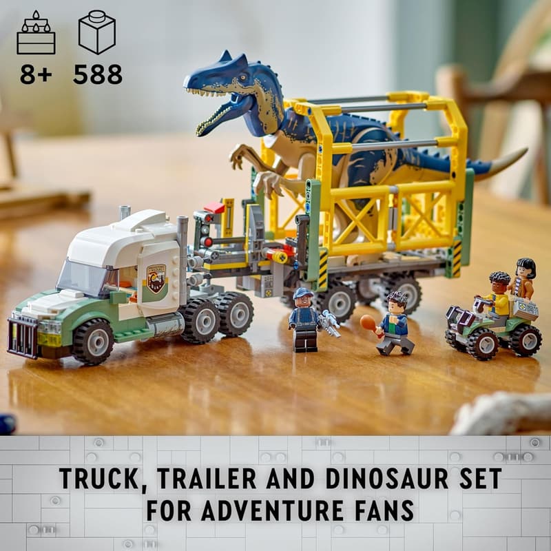 LEGO Jurassic World Allosaurus Transport Truck Toy for Ages 8+