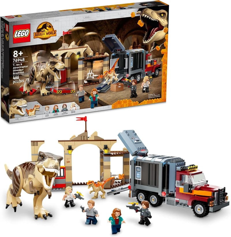 LEGO Jurassic World T. rex Dinosaur Breakout Toy Set for Kids
