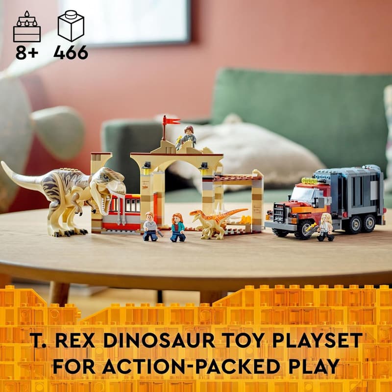 LEGO Jurassic World T. rex Dinosaur Breakout Toy Set for Kids