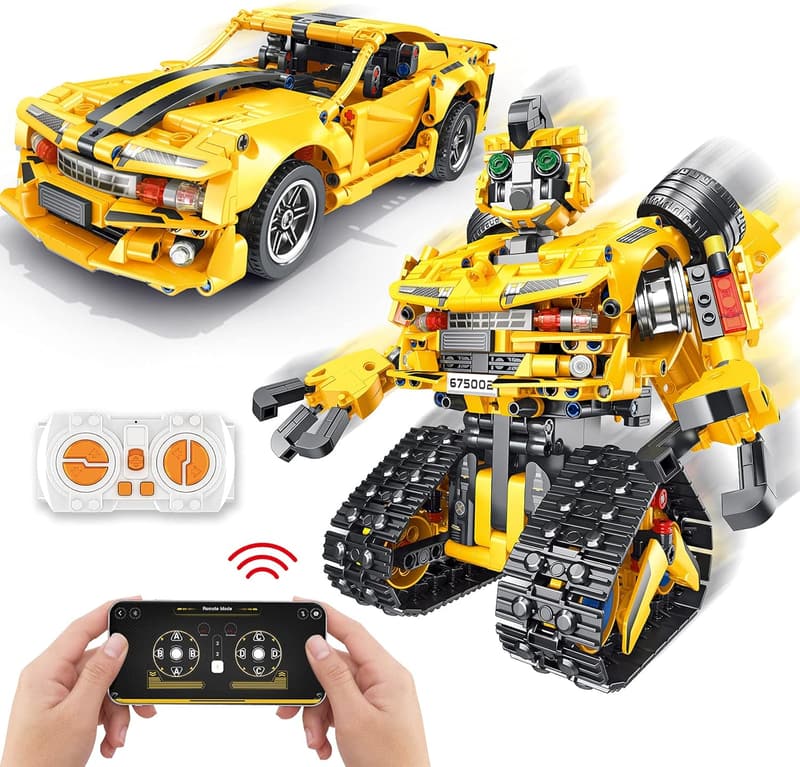 Remote-Controlled 2-in-1 Robot & Race Car Building Kit - 901 Pieces, STEM Toy for Ages 8-14