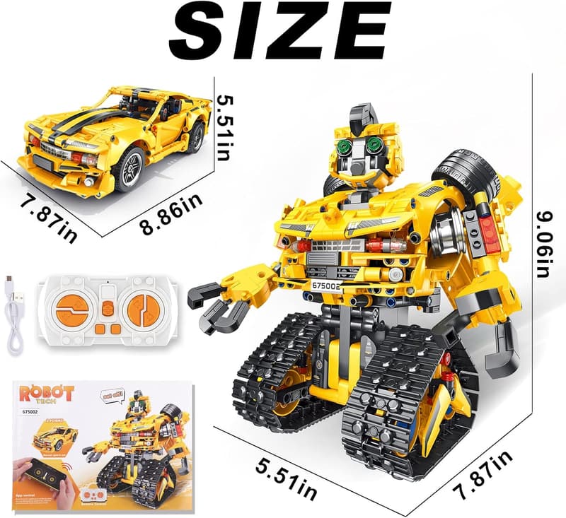 Remote-Controlled 2-in-1 Robot & Race Car Building Kit - 901 Pieces, STEM Toy for Ages 8-14