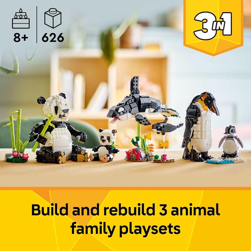 LEGO Creator 3-in-1 Wild Animals Building Set for Kids