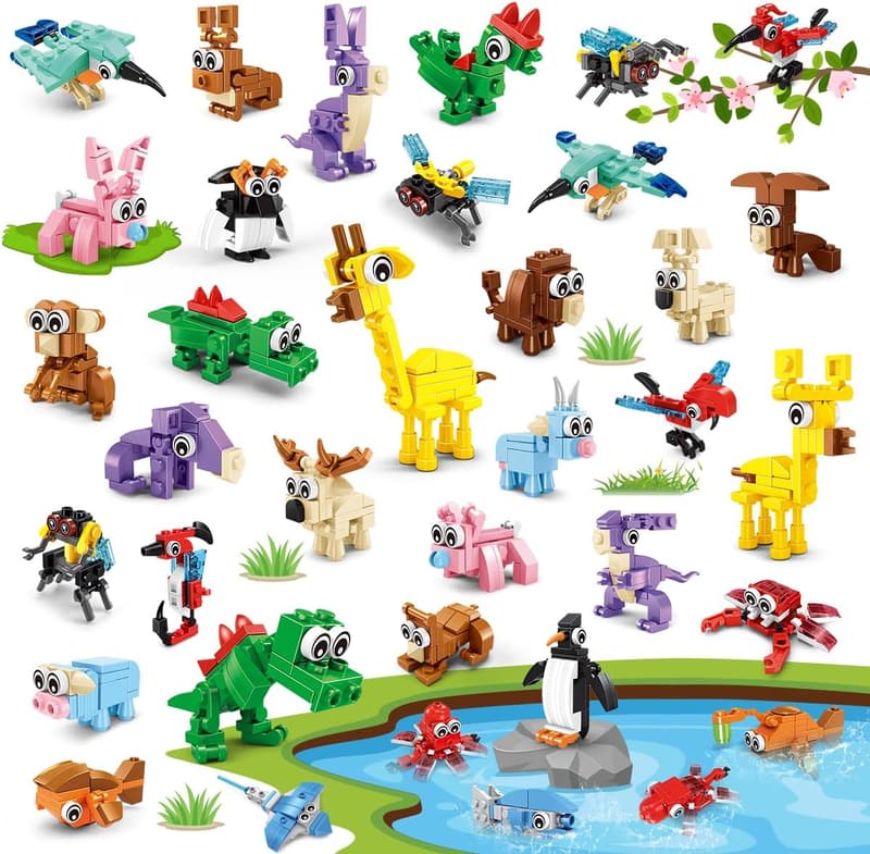Animal Party Favor Building Block Set - 30 Packs for Kids Ages 6+