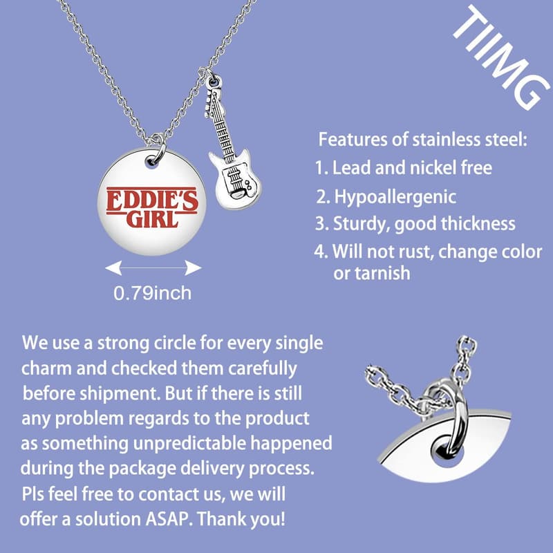 Eddie-Inspired Charm Necklace for TV Show Fans