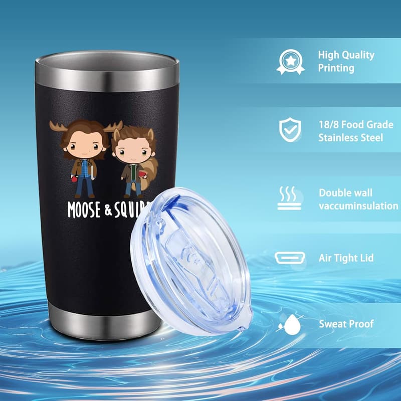 Supernatural Insulated Tumbler - Sam & Dean Moose Design, 20 oz