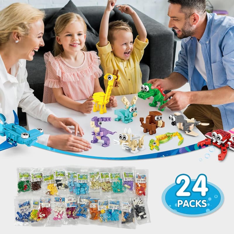 Transformable Animal Building Block Set - 24 Pack for Kids 6+