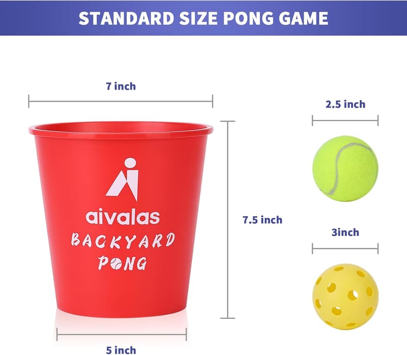 Giant Yard Pong Game Set with 12 Buckets & Balls for Outdoor Fun