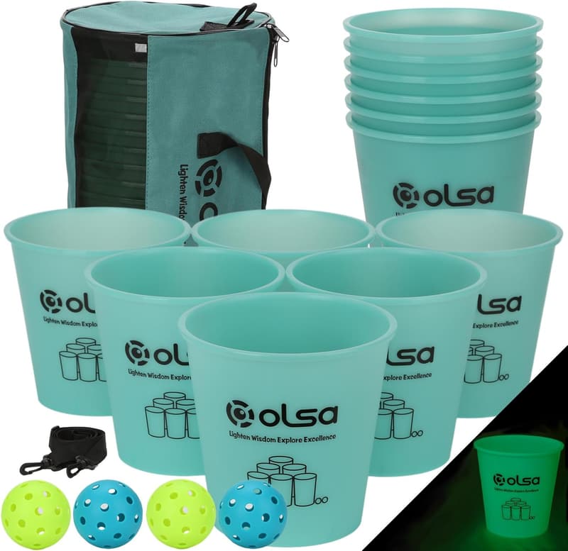Giant Yard Pong Set for Outdoor Family Parties - Green Glow in Dark