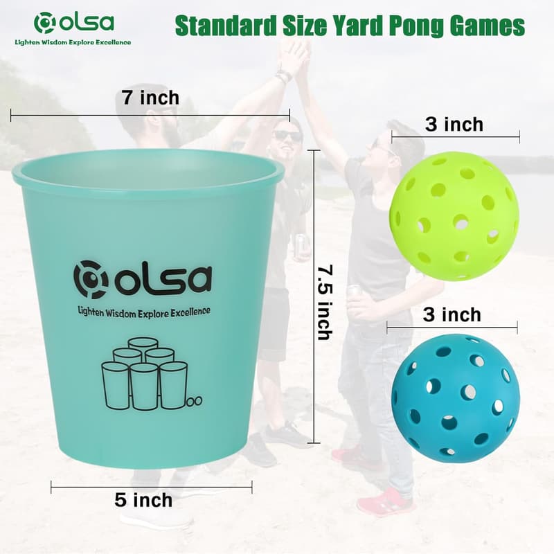 Giant Yard Pong Set for Outdoor Family Parties - Green Glow in Dark