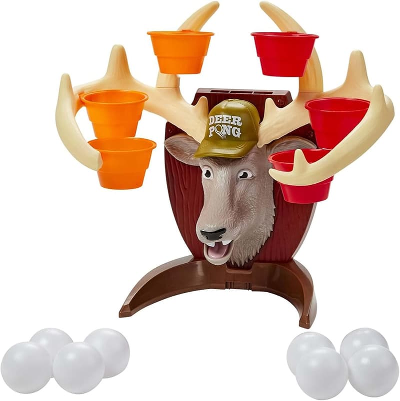 Deer Pong Game with Talking Head, Cups & Balls for Family Fun
