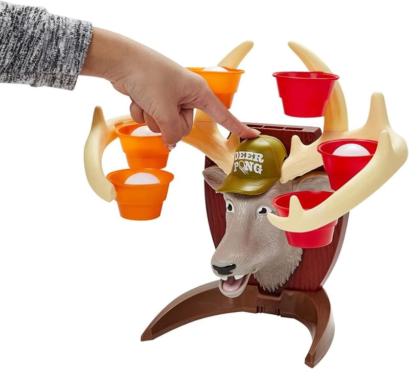 Deer Pong Game with Talking Head, Cups & Balls for Family Fun