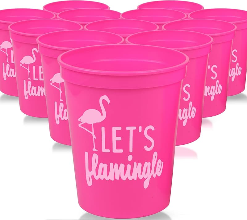 Flamingo Party Stadium Cups - Set of 12, 16oz Pink or White