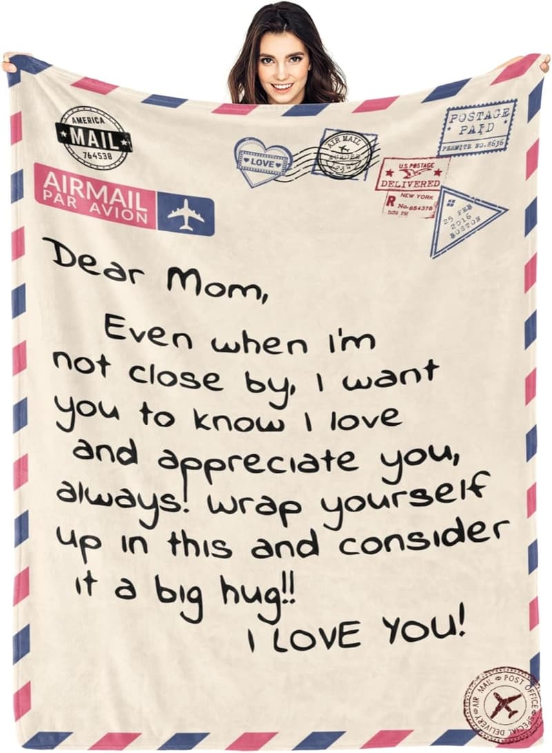 Mom's Birthday Soft Throw Blanket Gift from Daughter & Son