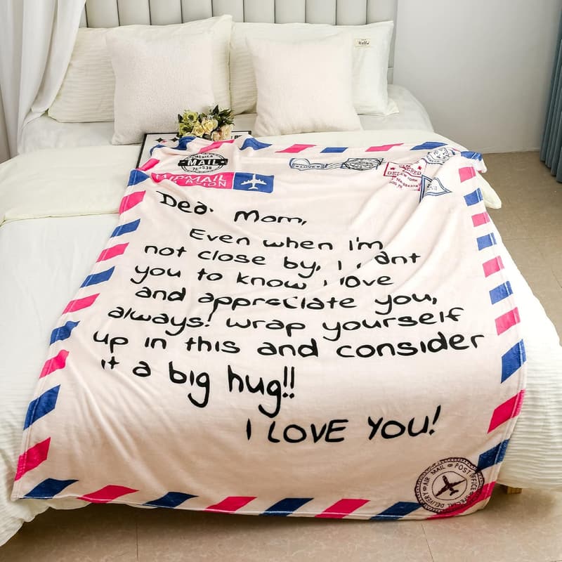 Mom's Birthday Soft Throw Blanket Gift from Daughter & Son