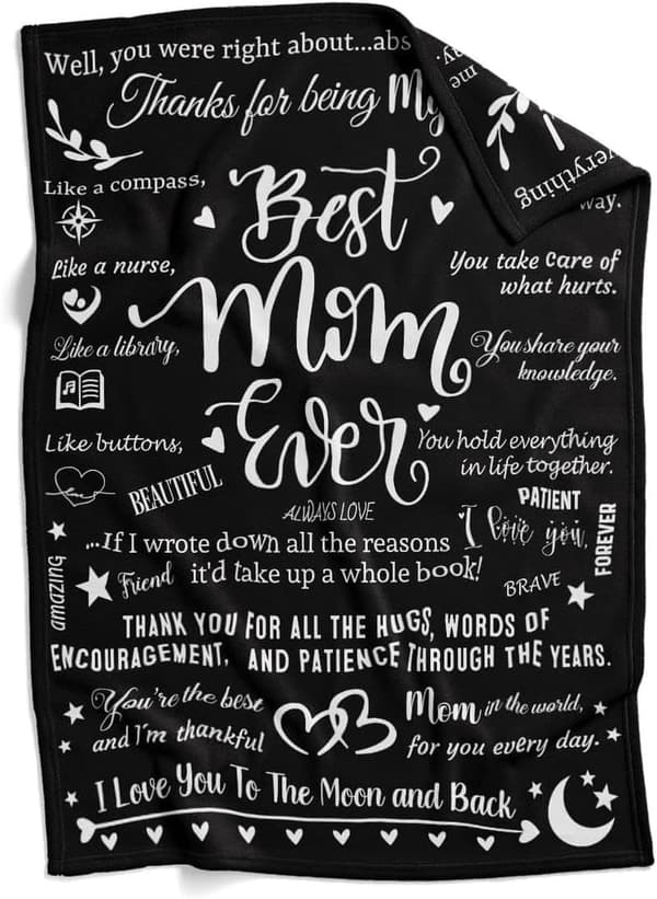 Mom's Birthday Gift - Personalized Black Soft Blanket 50''*70''