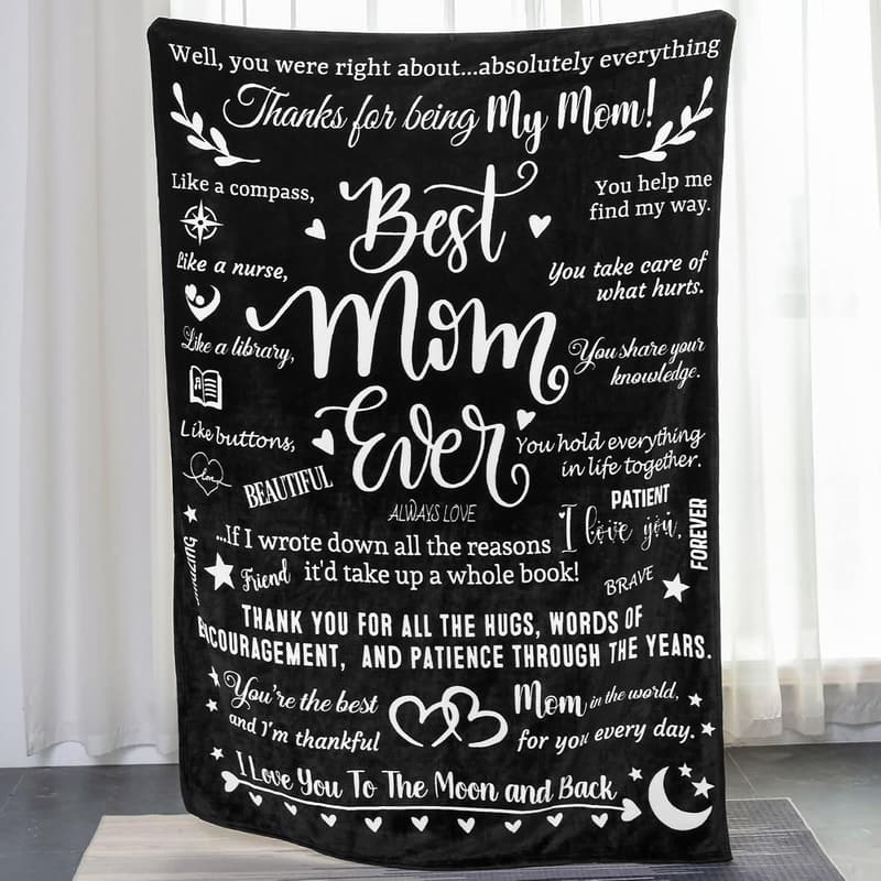 Mom's Birthday Gift - Personalized Black Soft Blanket 50''*70''