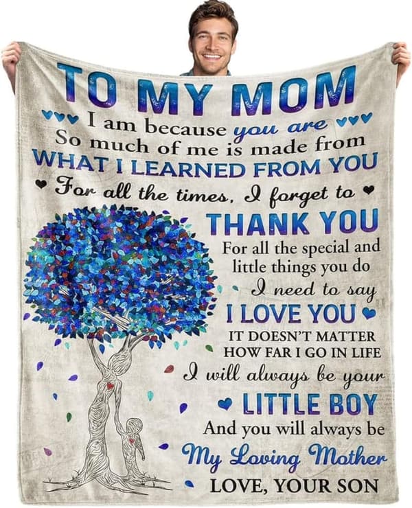 Romantic Birthday Flannel Blanket for Mom from Son, 60