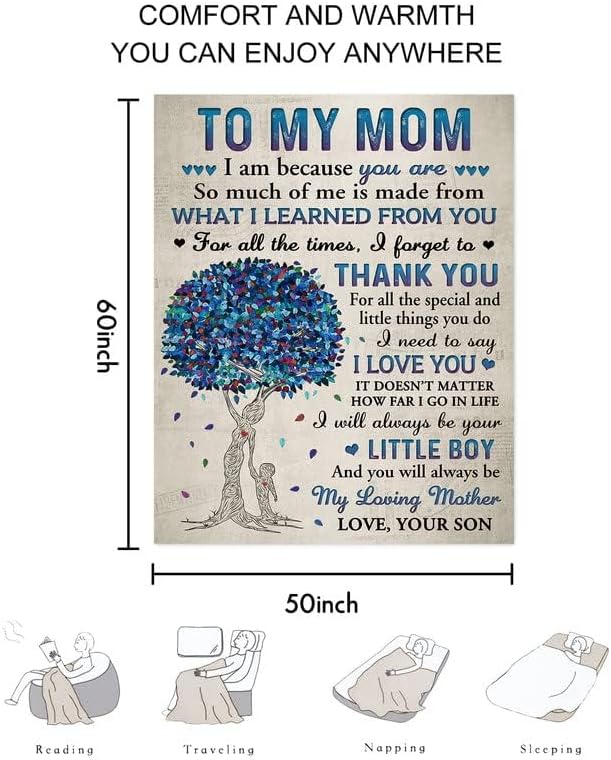 Romantic Birthday Flannel Blanket for Mom from Son, 60