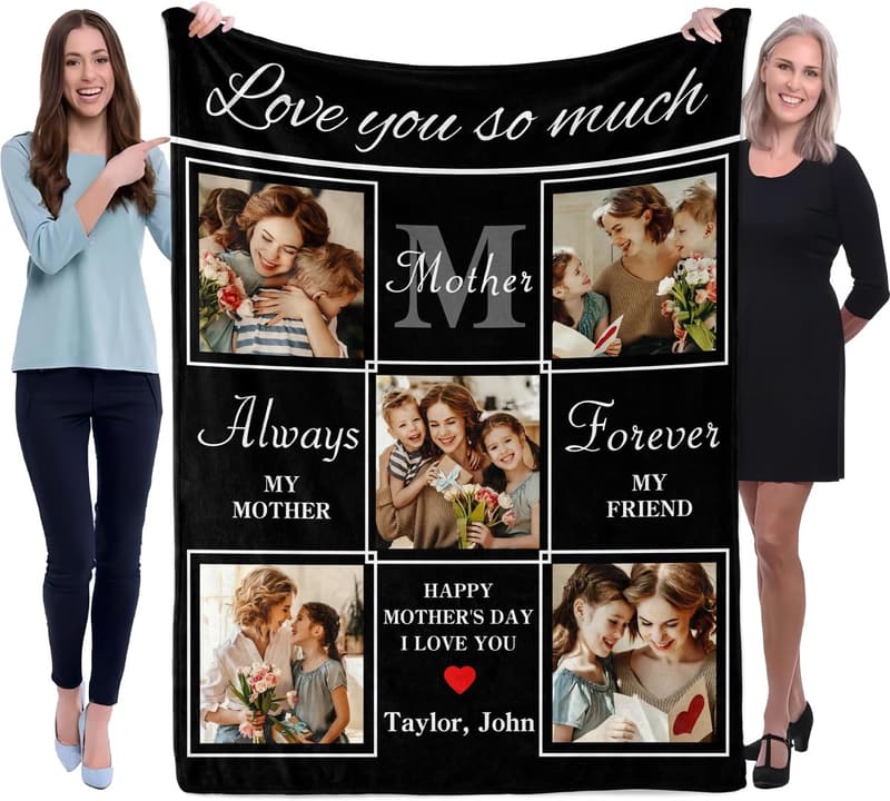 Personalized Photo Blanket for Mother's Day Gifts from Kids