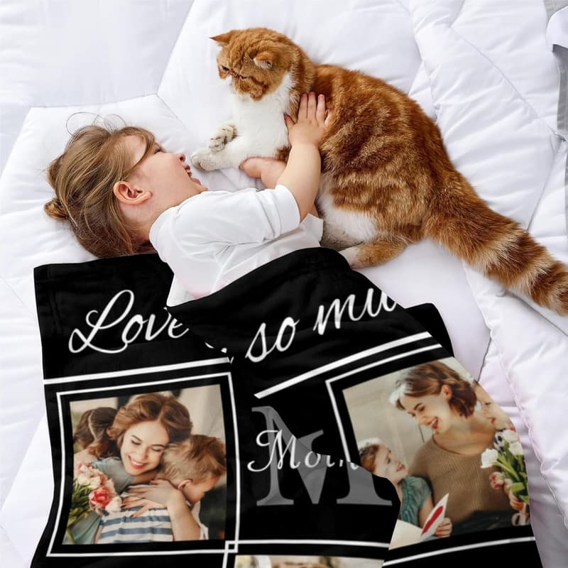 Personalized Photo Blanket for Mother's Day Gifts from Kids