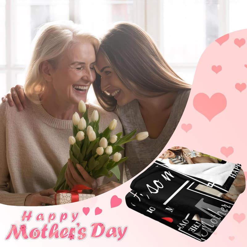 Personalized Photo Blanket for Mother's Day Gifts from Kids