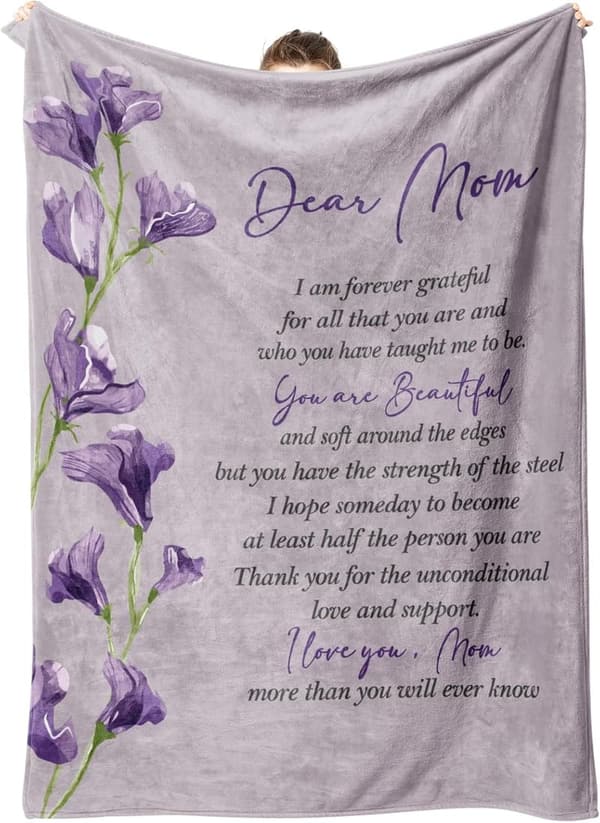 Mother's Day Blanket for Mom – Soft Floral Print Throw 50” x 60”