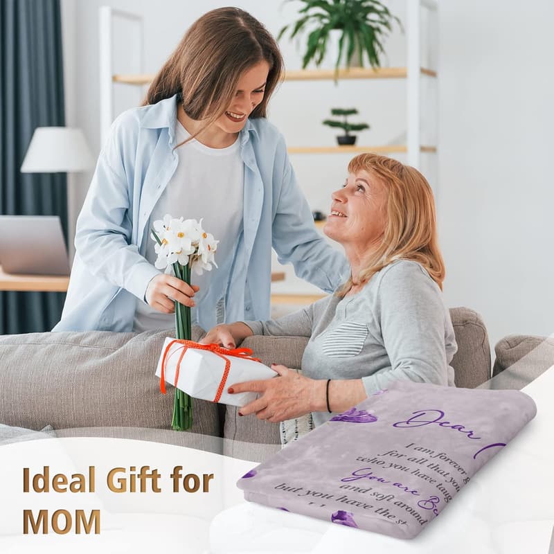 Mother's Day Blanket for Mom – Soft Floral Print Throw 50” x 60”