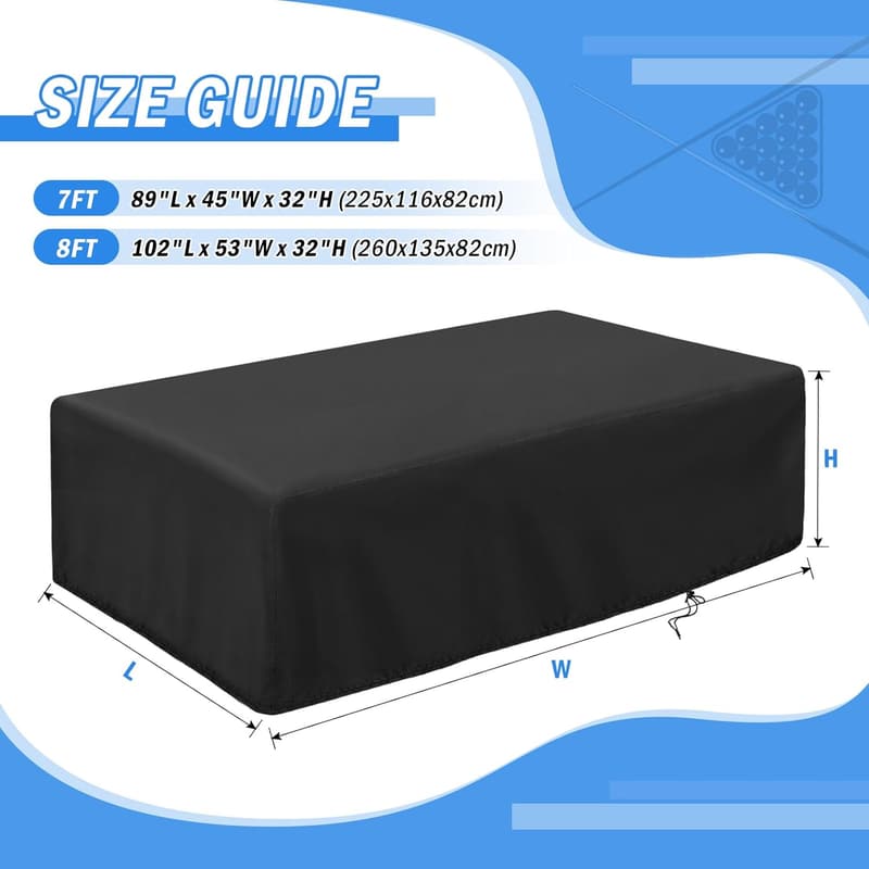 Waterproof 8ft Pool Table Cover - 102x53x32 inch