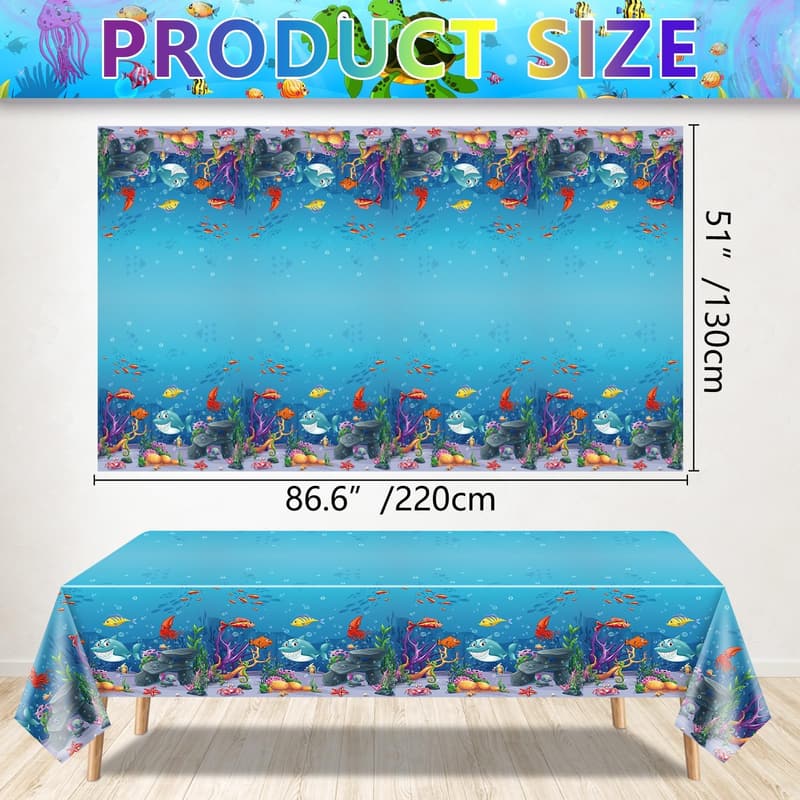 Under The Sea Tablecloths - Ocean Waves & Animals, 4 Pack