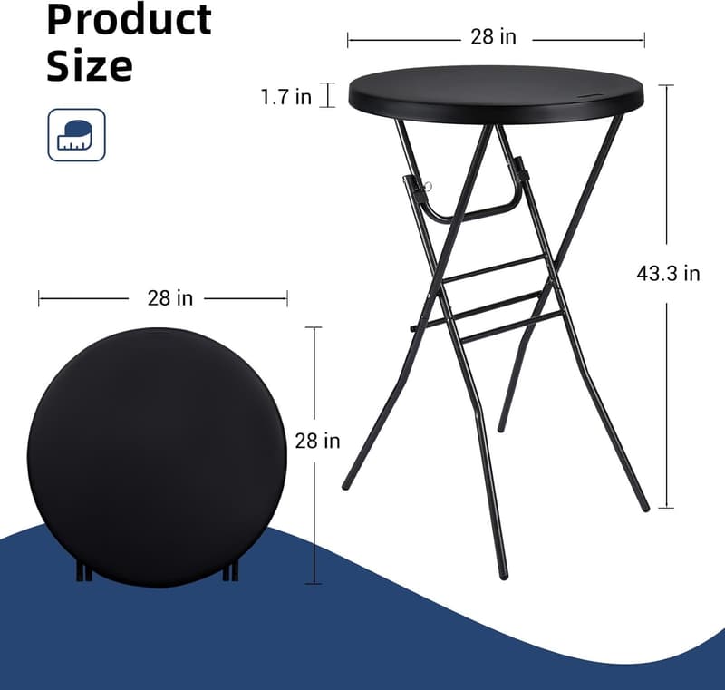 Black Folding Cocktail Table - 28