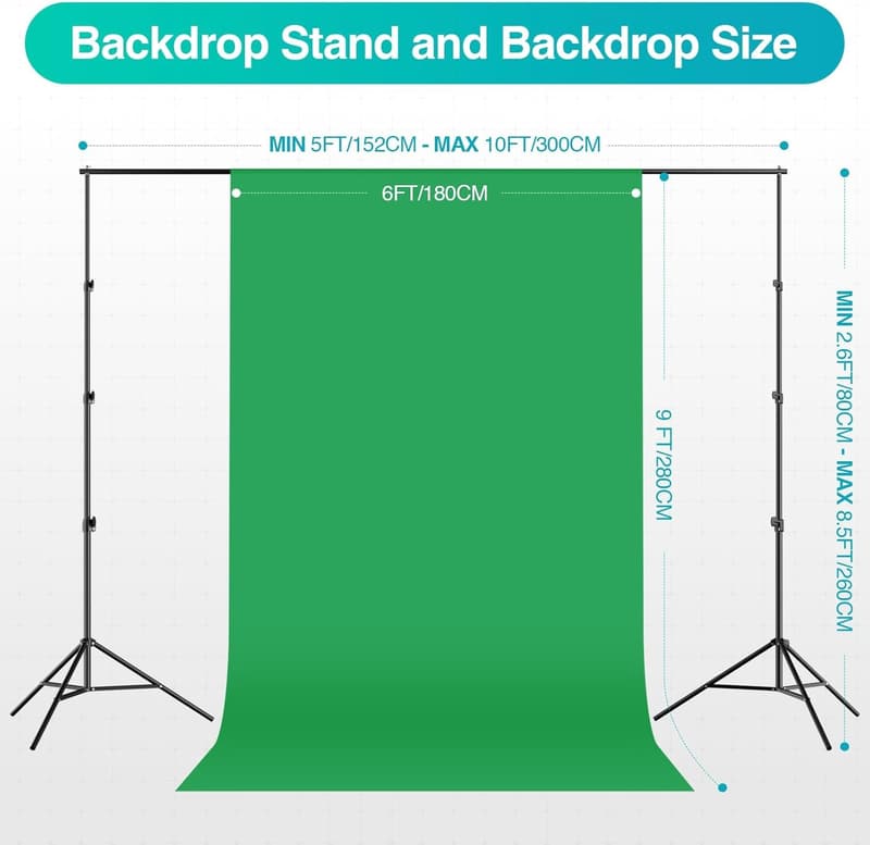 Professional Photography Lighting Kit with Backdrop Support System