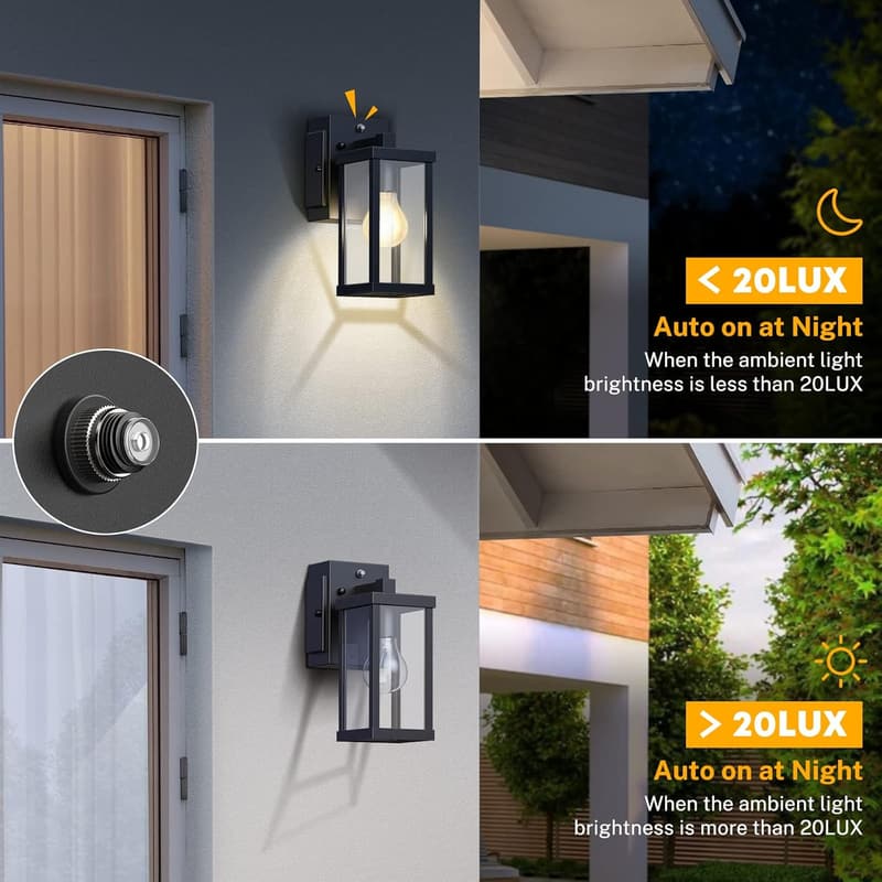Dusk to Dawn Waterproof Porch Light with GFCI Outlet