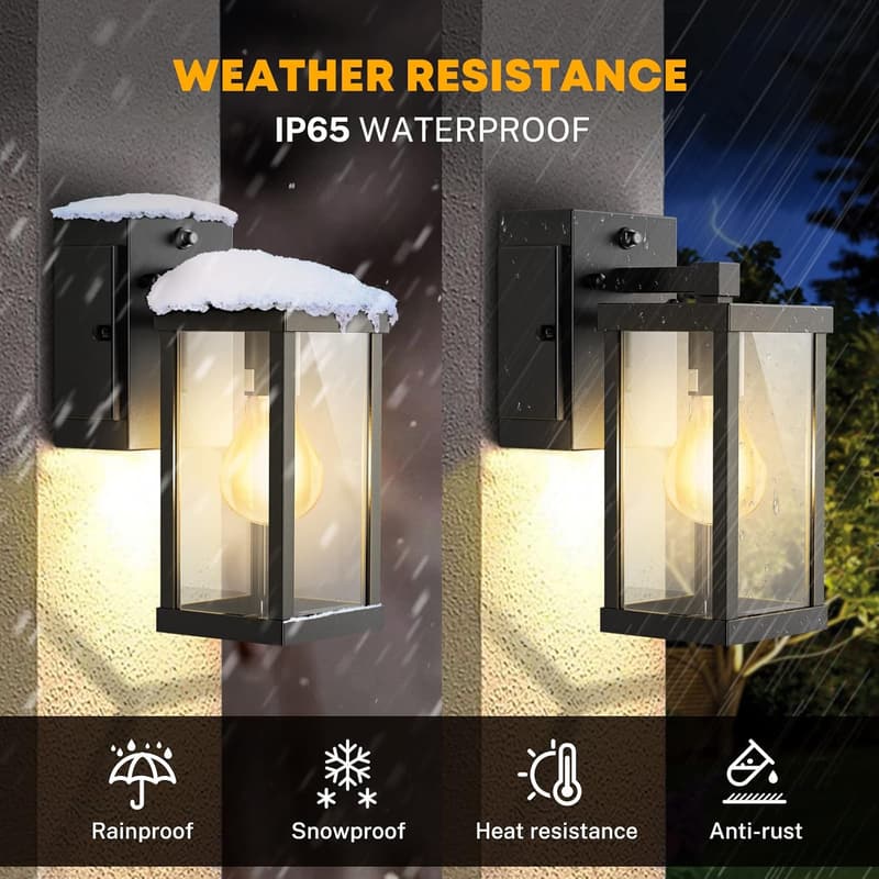 Dusk to Dawn Waterproof Porch Light with GFCI Outlet
